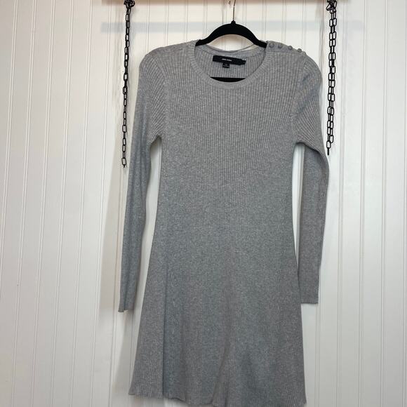 Vero Moda Women’s Gray Ribbed Crew Neck Long Sleeve Mini Sweater Dress Size S - Picture 1 of 5